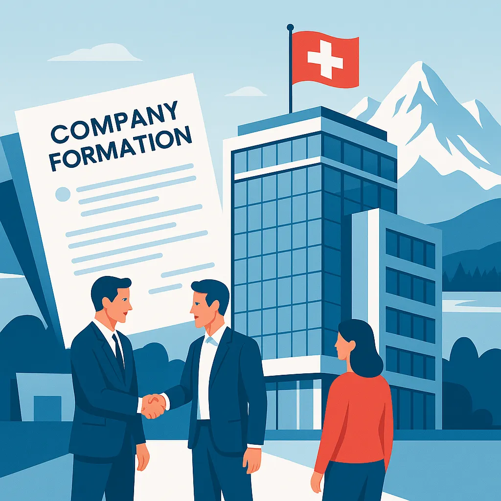 Switzerland Company Formation in Front of a Business Building in Switzerland